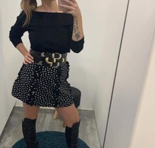 CINTURA NERA A BUSTINO IN PELLE CON FIBBIE DENNY ROSE  TG.M  RARISSIMA