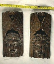 Antica Coppia Angeli In Legno  Scolpite