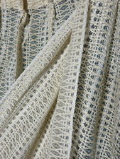 Pannello tenda vintage anni 70 2 reti tessuto scandinavo metà secolo retrò boho panna