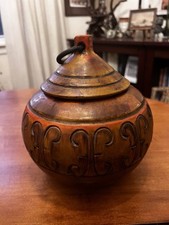 Ciotola ceramica Alvino Bagni arancione marrone autunno tramonto con coperchio MCM Italia