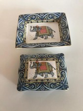 posacenere  e scatola con carte gioco Wedgwood blue elephant 1993 nuovo