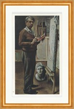 Autoritratto davanti al cavalletto Giorgio De Chirico mondo dei manifesti 1471 incorniciato