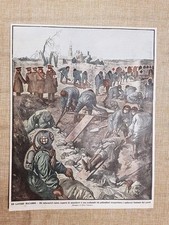 Retrocopertina La Domenica Illustrata 1915 Russi scafandro palombaro salme WW1