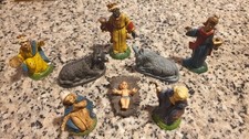 Set personaggi 8 Pezzi " La Natività" presepe vintage Made in Italy Plastica 8cm