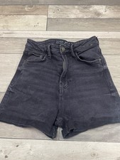 pantaloncini jeans donna stradivarius vita super alta sbiadito nero denim taglia 6 W24