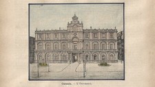 Stampa antica CATANIA il Palazzo dell' Università Sicilia 1891 Old antique print