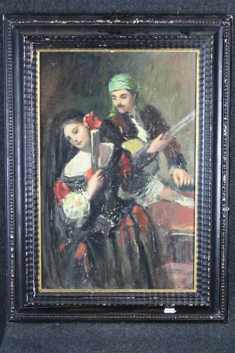 Antico dipinto olio tavola - olio, su