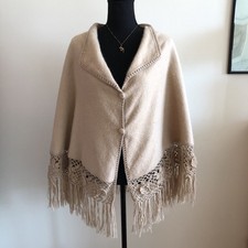 Poncho donna cardigan marrone
