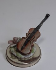 Scultura Statua Contrabasso Porcellana Argento cm 8