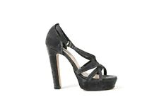 Sandali MANI DONNA Più Tacco Lame Grigio Metal Plateau Argento 37 Made in Italy