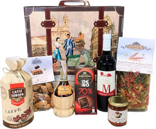 Cesti Natalizi  - Cesto Regalo Gastronomico Con 7 Prodotti Tipici Italiani in Va