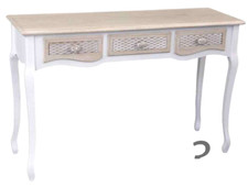 TAVOLO Consolle 3 CASSETTI SCRIVANIA SCRITTOIO SHABBY CHIC MARRONE h78*120*40 cm