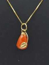 ciondolo corallo Rosso Antico Di Sardegna Naturale e Argento 925  Catena 50 cm
