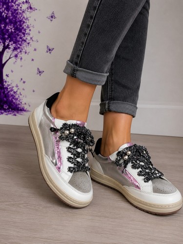 Sneakers sneakers bianche rosa