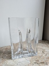 Vaso vintage soffiato a bocca vetro trasparente tre camere solifleur fatto a mano 