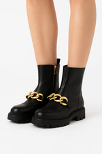 Stivali donna in pelle con catena tempesta di cenere nuovi taglia 40 prezzo al pubblico $245