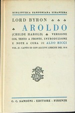 AROLDO VOL II BYRON SANSONI 1947 BIBLIOTECA SANSONIANA STRANIERA RILEGATO