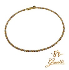 Bracciale Rigido in ORO TRICOLORE con Sfere Diamantate 6CM 18 KT 750% List. 615€
