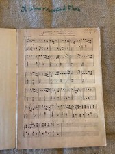 Vecchio Spartito Manoscritto Musica Per Organo Canto Per Voce Bianca Fine ‘800