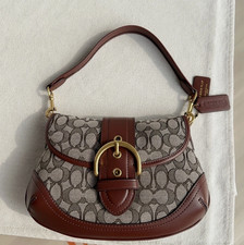 Borsa Coach Soho firmata jacquard tracolla CJ814 marrone outlet
