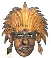 Antica Maschera di Rame Tinwork Tribale Anni 50 Azteca Arte Folk Messico Patina