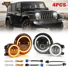 Set 4 pezzi fari 7" led e fendinebbia 4" led per Jeep Wrangler JK 2007-18