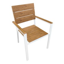 POLTRONA SEDIA PER ESTERNI GIARDINO IN ALLUMINIO BRACCIOLI EFFETTO LEGNO DESIGN