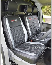 Volkswagen VW Transporter T5 Originale Per Coprisedili Furgoni Nero & Argento