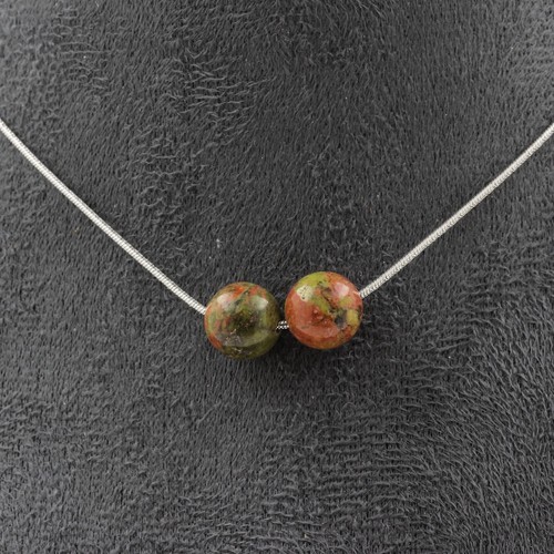 Collana perle unakite mm - collana,