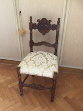 SEDIA DA CAMERA O INGRESSO IN NOCE INTAGLIATA CON ZAMPE A ROCCHETTO INIZIO '900