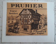 Etichetta da Collezione Originale Vino Vintage Prunier Cognac Hostellerie