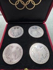 Monete Argento 10 Marchi 1972 Olimpiadi Monaco In Cofanetto Silver Coin