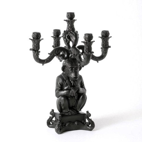 Candelabro con scimmia nero - con,