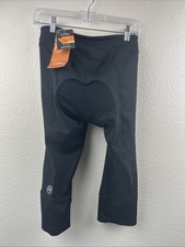 Collant bici donna nuovo con etichette Novara Mezzo Capri metà polpaccio nero gel camoscio pad taglia M