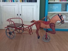 cavallo dondolo antico con calesse. Raro.