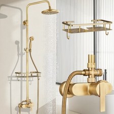 Colonna doccia miscelatore set soffione pioggia con doccetta bagno ottone 2 via