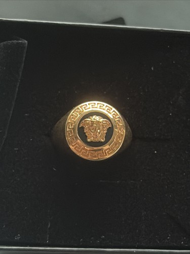 Anello versace tondo nero - versace, nero/oro