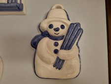 formella THUN pupazzo di neve grande rara prima edizione snowman BIANCO AZZURRO