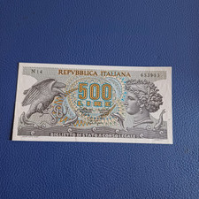 VECCHIA BANCONOTA REPUBBLICA ITALIANA 500 LIRE ARETUSA QFDS 1967 LOTTO A 9 