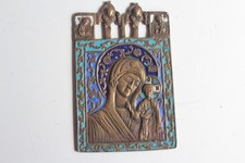 Icône bronze émaillé Vierge