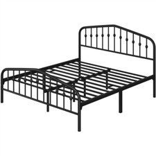 Struttura Letto Moderno in Metallo con Testiera Rete a Doghe per Camera da Letto