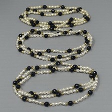 Collana Perline Vintage Set 3 Nero Bianco Panna Acrilico Stazione Infinita 36"