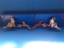 Coppia  specchietti retrovisori custom  cromati metallo girl donna fiamme 2346