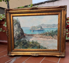 DIPINTO OLIO SU TELA - COSTIERA AMALFITANA, SCOGLIO DELL'ULIVO - FIRMATO - '900