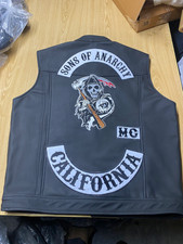 New Sons of Anarchy Biker Vest | Gilet in vera pelle SOA Motorcycle Highway...