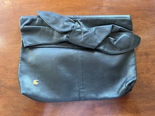 Borsa pochette vintage in pelle nera opaca. Anni '70-'80