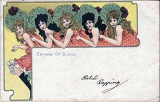 Cartolina 1901 Carnevale XX Secolo. Liberty. Litografica. Bellissima. Rarissima.