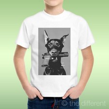T-Shirt Bambino Ragazzo Dob Dobermann Pistola In Bocca Pistol Idea Regalo