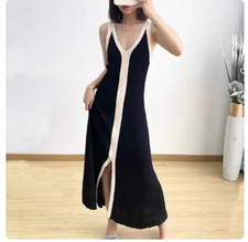 VESTITO SPACCO scollo v LUNGO