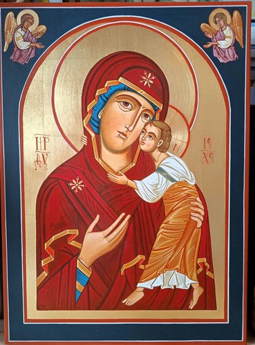 Icona dipinta mano della - a,
